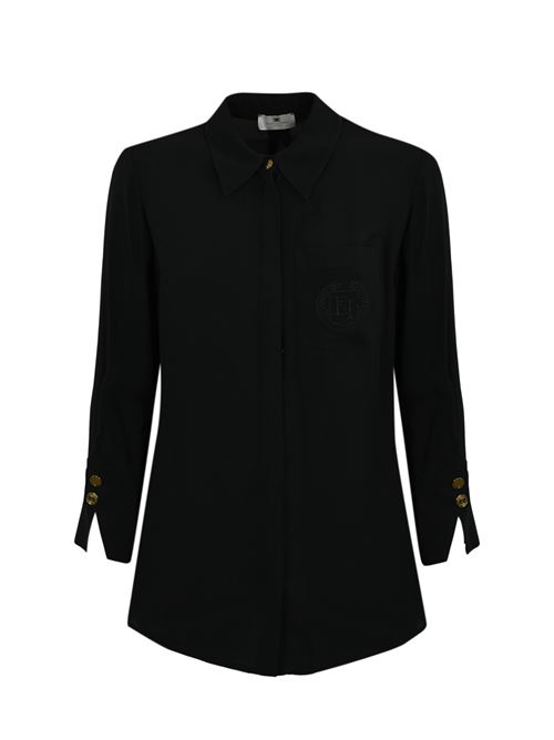 Camicia in georgette nero con ricamo logo Elisabetta Franchi | CA09146E2110